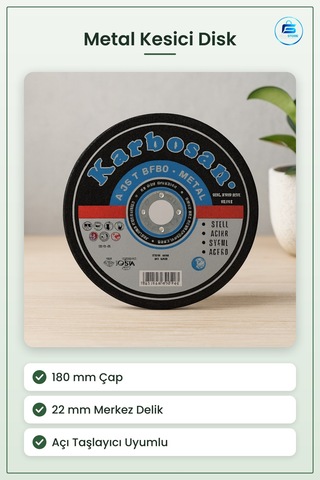 180 Mm Metal Kesici Disk 3.0 X 22 Açı Taşlayıcı Uyumlu Çelik Prof