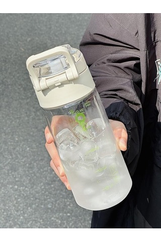 Tuomeng Basit Taşınabilir Yeni Stil Yaz Su Bardağı Pipetli Yüksek Görünümlü Öğrenci Pc Mektup Plastik Bardak 560 Ml Siyah