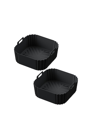 Ninja Air Fryer Liner'ları İçin 2 Adet Air Fryer Liner'ları Yeniden Kullanılabilir Sepet B Siyah