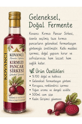 Kırmızı Pancar Sirkesi 500 Ml-katkısız & Doğal Fermente
