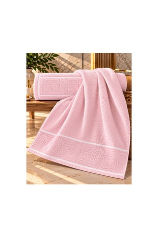Jakarlı Büyük Boy Banyo Havlusu Premium Sıkı Dokuma %100 Organik Pamuk 90x150 Cm Pembe - 945284492 Pembe