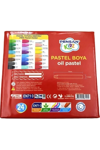 Pensan Kidz 24 Renk Çantalı Pastel Boya Çok Renkli