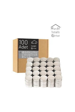 100 Adet Buhurdanlık Mumu 4 Saat Yanan Tea Light Mum Dekoratif Mumluk Mumu