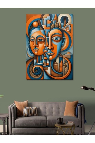 Kanvas Tablo Soyut İnsan Yüzleri Ve Şehir 50cmx70cm
