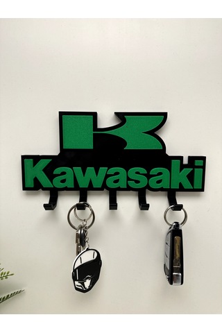 3d Baskı Dekoratif Kawasakı Model Motorcu Anahtar Askılığı Siyah - Yeşil