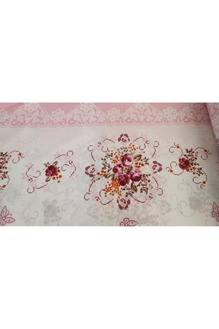 Çiçekli Ve Dantel Desenli Tek Kişilik Nevresim Takımı - Fermuarlı Krem & Pembe Çok Renkli
