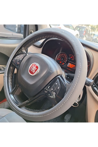 Delikli Geçmeli Direksiyon Kılıfı 38 Cm Gri, Gri Dikiş