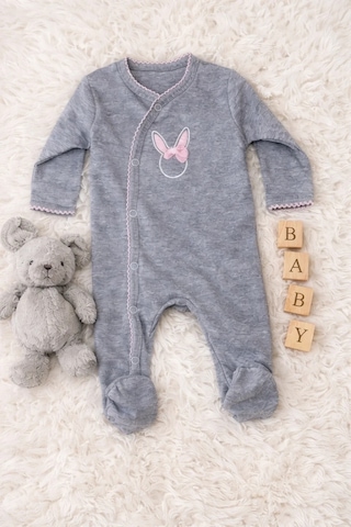 Pekminibebe Sevimli Tavşan Desenli Kız Bebek 4 Lü Tulum Seti Çok Renkli