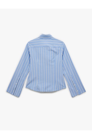 Koton Slim Fit Uzun Kollu Klasik Yaka Çizgili Poplin Gömlek Mavi Çizgili 6sak60064ew Mavi Çizgili