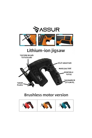 Assur ASR820 12V Çift Akü Dekupaj Testere Siyah