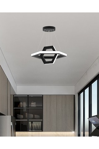 Ciclo Siyah Kasa, Sarı Işık Modern Sarkıt Led Avize Siyah