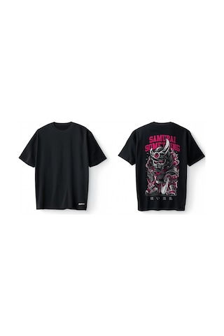 Bumeta Samurai Something Japon Samuray Oversize Unisex Tişört T-shirt Siyah