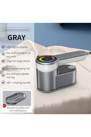 Honeybeeshop Gri Taşınabilir El Tipi Ütü Makinesi 1200w 6 Ütüm Modu 180 Dönebilen Sap Kompakt Hafif Seyahat Ve Ev İçin