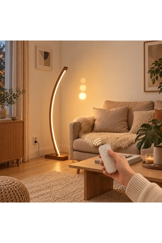 Vilinze Vilinze Jedi Ahşap Led Dekoratif Ayaklı Lambader Kahverengi