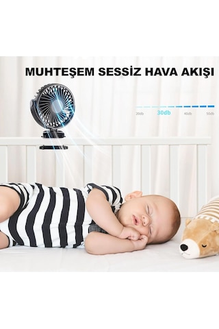 Taşınabilir Usb Klipsli Fan Şarj Edilebilir, 720 Dönebilme, 3 Hız Yaz Ve Dış Mekan Kullanımı İçin -