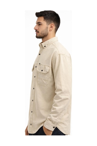 Classics Men Fc Zero Uzun Kol Slim Fit Erkek Kot Gömlek - 7538 Krem