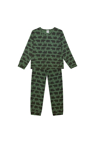 Antebies Organik Gots Sertifikalı Orman Ayıları Desenli, Uzun Kollu Erkek Çocuk Pijama Takımı Yeşil
