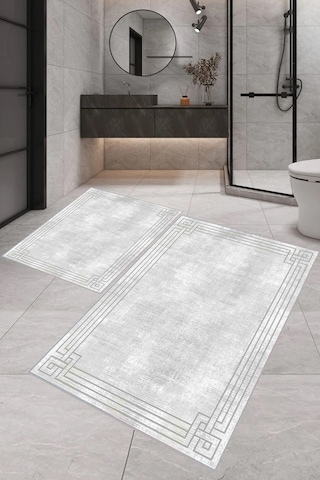 Eliana Home Dijital Baskı 2'li Banyo Paspas Takımı Lna5-0473 100x60 Ve 60x50 Cm Gri