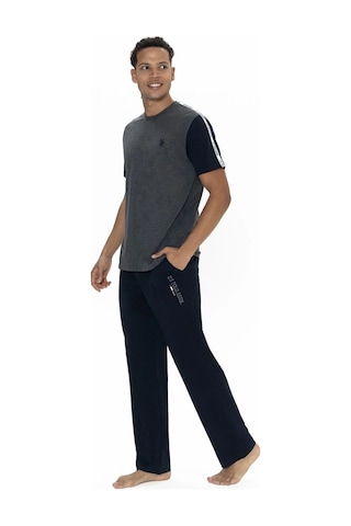 U.s. Polo Assn U.s Polo Assn. 18898 Erkek Kısa Kollu Bisiklet Yaka Pijama Takımı-antrasitmelanj Antrasit