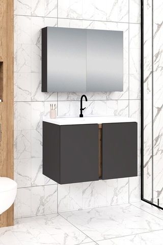 %100 Mdf 80 Cm Lavina Banyo Dolabı Beyaz