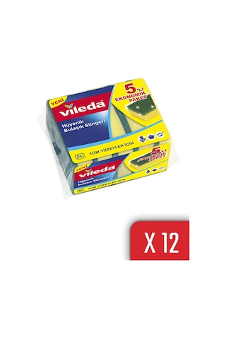 Vileda 5'Li Yeşil Düz Hijyenik Bulaşık Süngeri 12'Li Paket