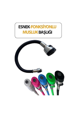 Oynar Başlıklı Spiral Esnek 2 Fonksiyonlu Lavabo & Mutfak Musluk Ucu Siyah Renkli Musluk Başlığı