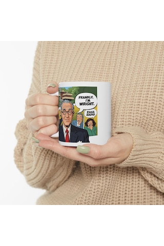 Mimarlık Mizah Kupa Bardak Frank Lloyd Wright Zaha Hadid Tasarım Mimar Hediye Porselen Kahve Kupası Beyaz