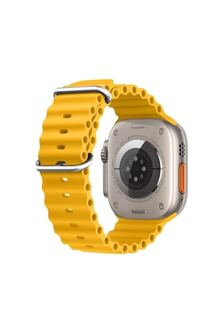 Microsonic Apple Uyumlu Watch Series 7 41mm Kordon Ocean Band Sarı