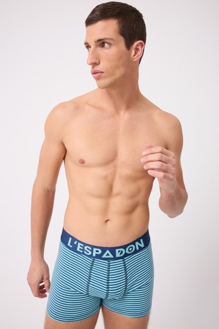 L'espadon Maritime Elite Koleksiyonu Elastik Konforlu Bel Bantlı Çizgili Erkek Trunk Boxer-3239 Okyanus