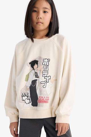 DeFacto Kız Çocuk Relax Fit Bisiklet Yaka Anime Baskılı Sweatshirt D8817A825SPER99 Ekru