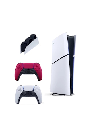 Playstation 5 Slim Digital 1 TB Oyun Konsolu + 2 Kırmızı Dualsense + Şarj İstasyonu ( İthalatçı Garantili)