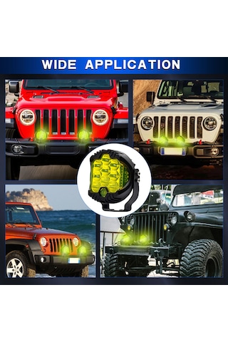 Honmex 3 İnç Led Arazi Aracı Lambası 2 Adet - Orta Beyaz Sürekli, Yanak Sarı Sürekli Ve Parıltı Işık - 150w Ip67 Dayanıklı