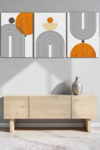 3'lü Bohem Minimalist Ahşap Mdf Tablo Seti Geometrik Salon Duvar Dekorasyonu, Estetik Oda Dekoru