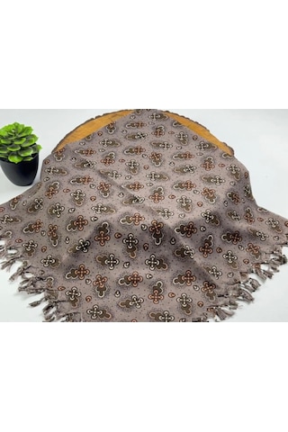Beyce Cotton Sökme Boncuklu Desenli Tülbent 06440 Kahve