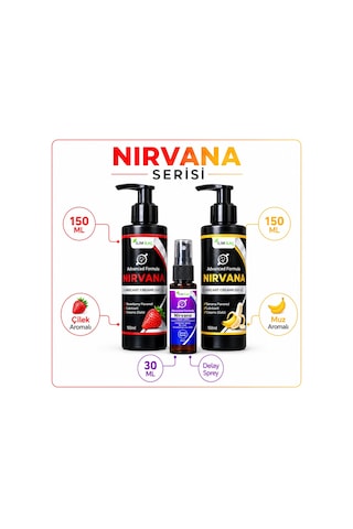 Nirvana Çilek Ve Muz Aromalı Kayganlaştırıcı Jel 2 x 150 ML + Sprey 30 ML