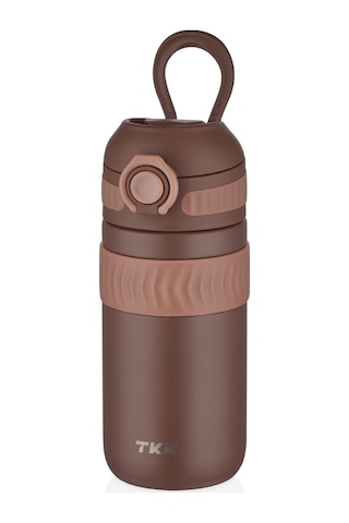 Tkk 450 Ml Kahverengi Çocuk Ve Yetişkin Paslanmaz Çelik Termos Matara - Kahve Termosu