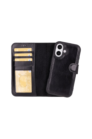 İphone 16 Plus Çıkarılabilir Deri Cüzdan Kılıf