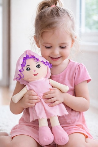 Kız Oyuncak Bebek Elbiseli Oyuncak Bez Bebek 60 Cm Bez Bebek Özel Yapım Premium Pudra Pembe Bebek 001