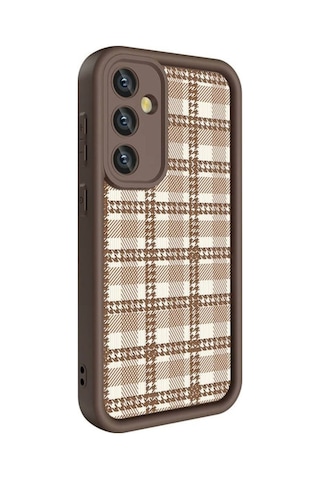 Galaxy S23 Fe Kılıf Kamera Korumalı Baskılı Arka Yüzey Zore Klas Kapak Açık Kahve