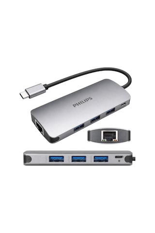 Phılıps Swr1607h/93 Type-c 5'i 1 Arada Hub - Rj45 Ethernet + 3 Port 3.0 Usb