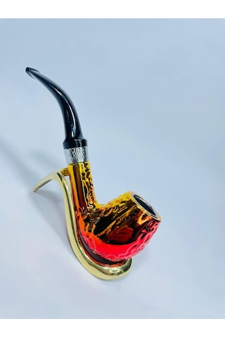 Alcan Fosforlu Sarı Damalı Filitreli Pipo //12cm