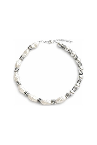 Taşlı İncili Mix Kolye Silver