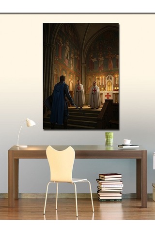 Kanvas Tablo Gotik Kilise Ve İnsanlar 70cmx100cm