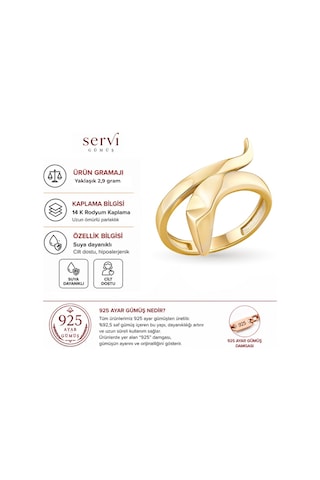 Servi 925 Ayar Linea Yüzük-252 Altın - Gümüş