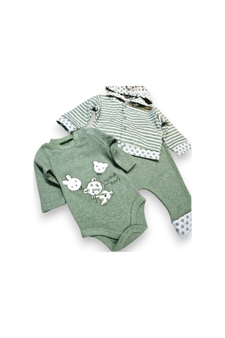 Bear Hırkalı Erkek Bebek Takım Yeşil