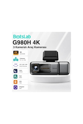 360+ Botslab G980h Pro 4k 3 Kameralı Wifi+gps Akıllı Araç İçi Kamera +170 Geniş Açı+süper Kapasitör+sesli Kontrol+gece Görüşlü 128gb Hafıza Kartı Hediyeli