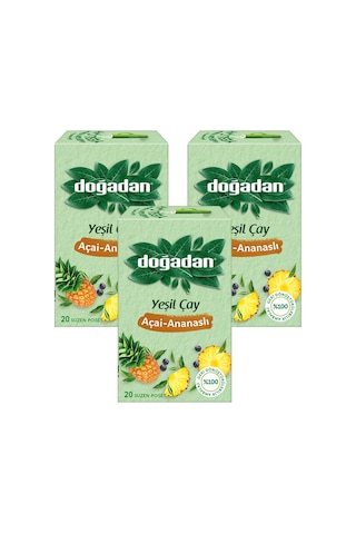 Doğadan Yeşil Çay Açai-ananaslı 20 Li Bardak Poşet X 3 Adet