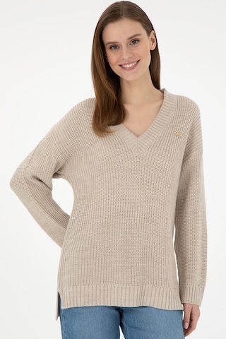 U.S. Polo Assn. Kadın Taş Melanj V Yaka Kazak 50297120-VR225