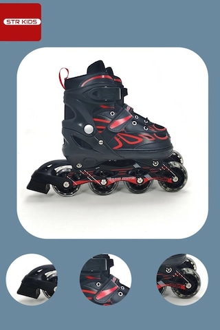 Vadi Kırmızı Silikon Tekerli Ayarlanabilir Işıklı Paten S 31-34 Hp7128 Kırmızı - Siyah