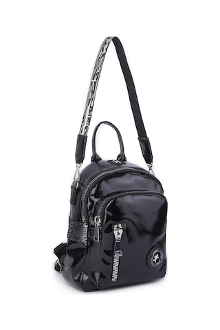 Nas Bag Kadın Dönüştürülebilir Sırt Ve Omuz Çantası Şık Geniş Fermuarlı Çanta 24x31x14 Cm Siyah Krsk Rugan Çok Renkli
